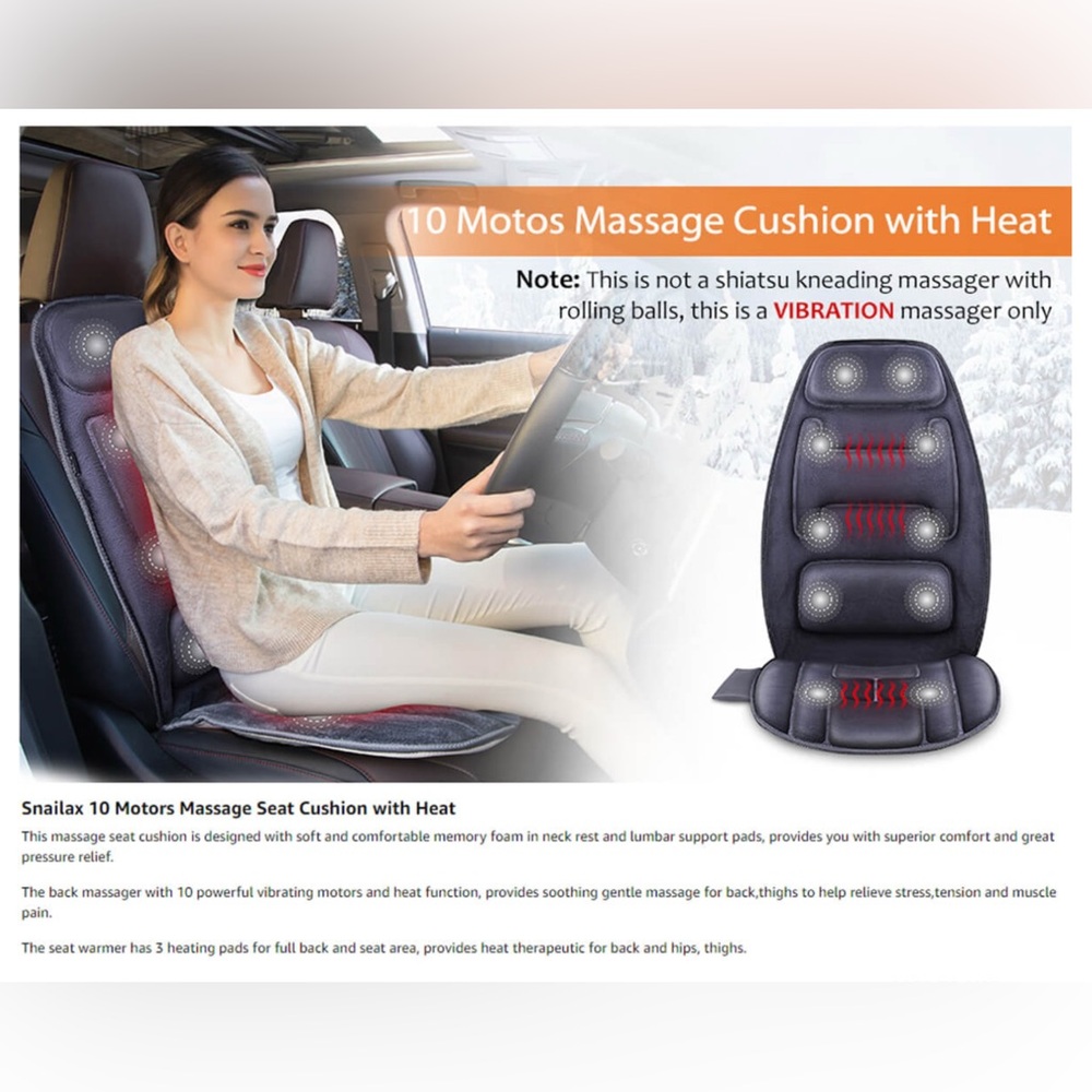Snailax Vibration Back Massager with Heat SL-126